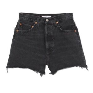 Re/Done ‘50s Ultra High Rise Cut Off Denim Shorts Size 28 In Black Button Fly